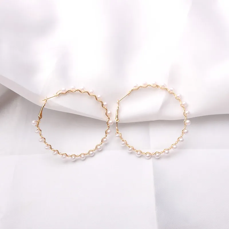 2021 Trendy Temperament Super Fairy Pearl Hoop Earrings Are Simple And Exaggerated Boucle Oreille Femme Pendientes - Image 4