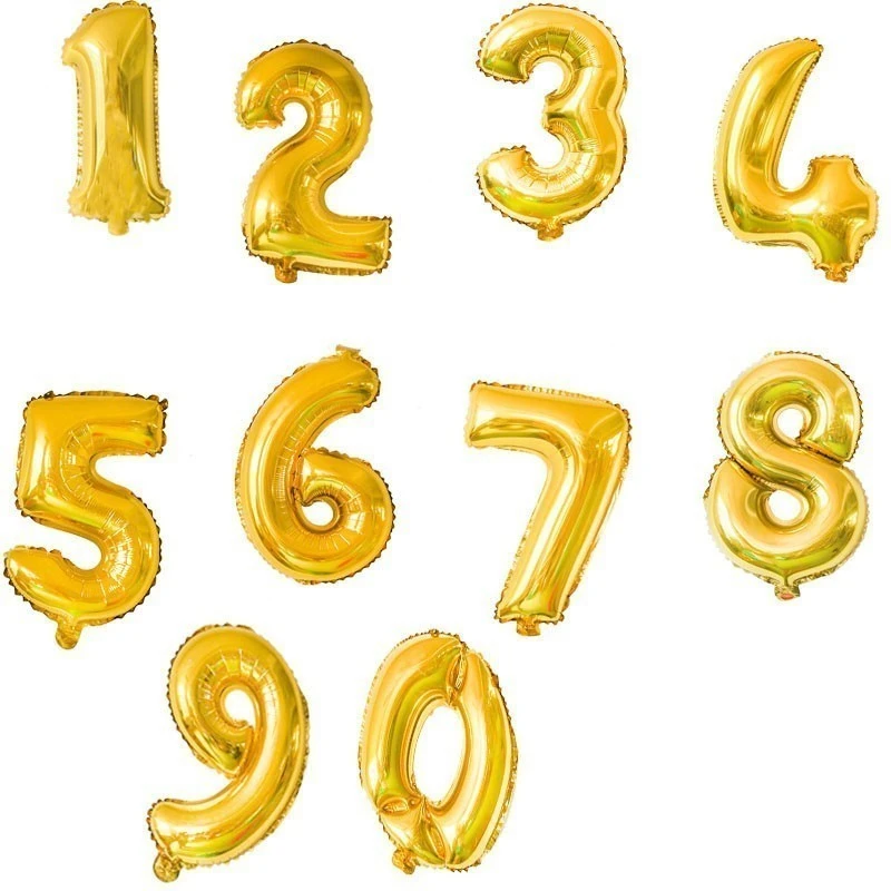1 шт. 3 размера 1" /32"/4" розовое золото номер воздушный шар цифры фольга поплавок Air надувные шары для День рождения Свадебные украшения - Цвет: gold