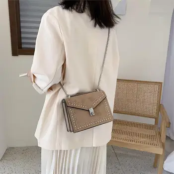 

Scrub Leather Small Ladies Shoulder Messenger Bags For Women 2020 Chain Rivet Lock Crossbody Bag Female Travel Mini Bags