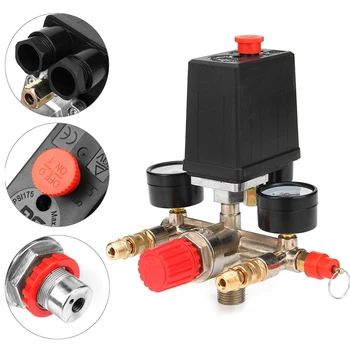 

1PC 90-120Psi Air Compressor Pressure Switch Control 240V 20A Valve Manifold Regulator Pressure Gauge Air Pump Accessories Tool