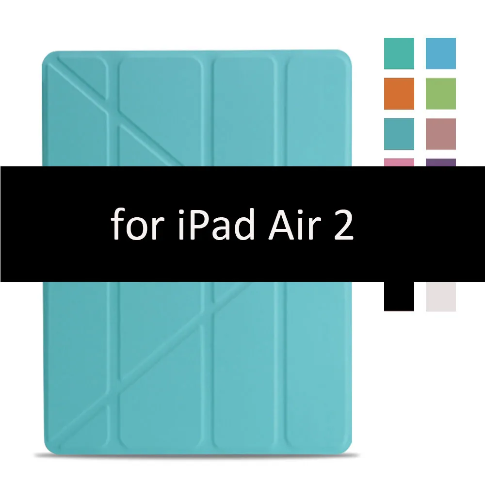 Чехол для iPad Air 2 1, чехол, из искусственной кожи и ультратонкая задняя крышка из поликарбоната, умный чехол, Магнитный чехол для iPad air 2, A1566, A1567, откидная подставка - Цвет: Blue2-2
