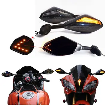 

Hot 1 Pair LED Motorcycle Turn Signal Light Side Mirror For Honda For Suzuki For Yamaha