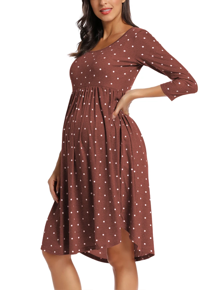 Женское платье для беременных с длинными рукавами в горошек; осеннее платье для беременных; платья для беременных; Одежда для беременных - Цвет: pic