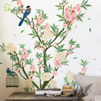 

Creative flowers and birds wall sticker self-adhesive home wall decor bedroom living room decoration house decoration stickers