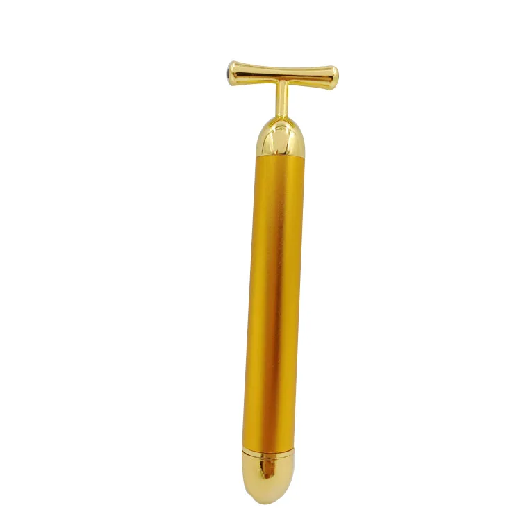 24K золотой массажер для лица T-shape Электрический гематит Золотой стержень морщин тянет Золотой Массаж палка красота инструмент OEM
