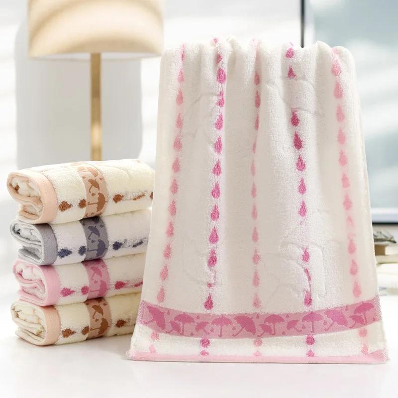 

Super Absorbent Soft Washcloth the Bath Pure Cotton Siege Back Word Bath 33 X 74cm High Quality Raindrops Umbrella Bath Towels