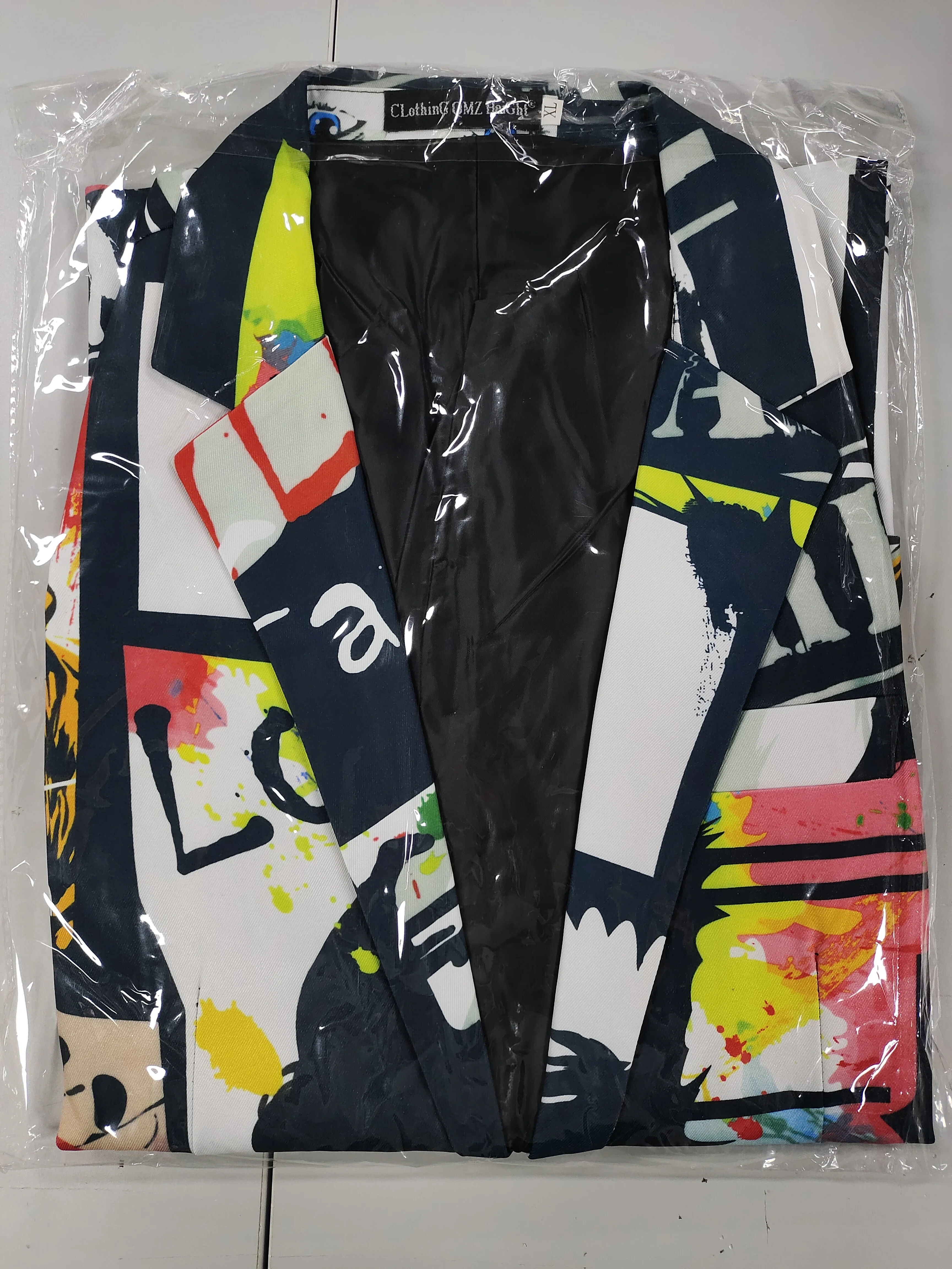 Mens Blazer Fashion Print Design Size Hip Casual Slim Fit Suit Jacket Singer Costume