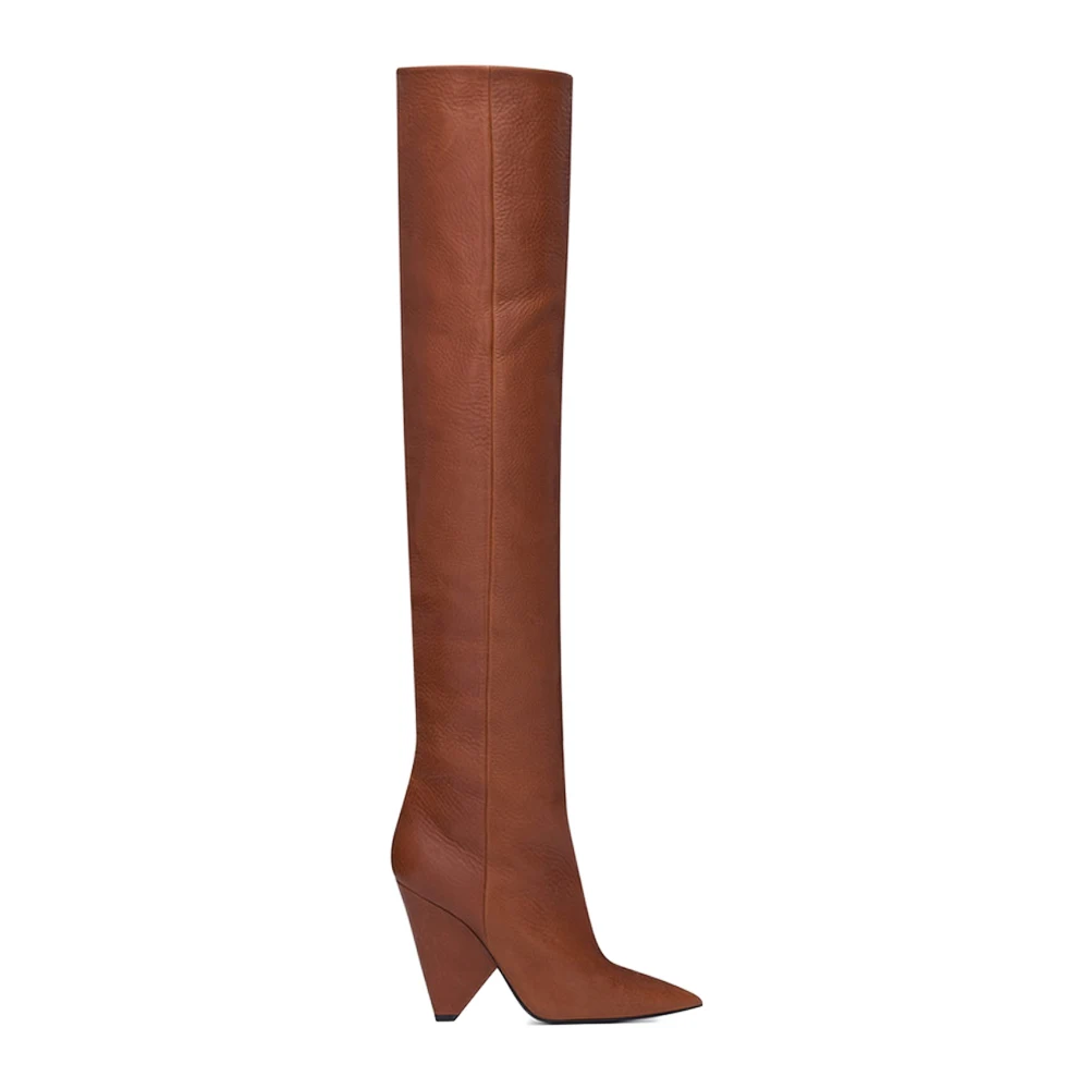 HARAVAL Handmade Woman Winter Knee-high Boot High Quality Sexy Pointed Toe Spike Heel Shoes Solid Fashion Pleated Warm Soft Boot
