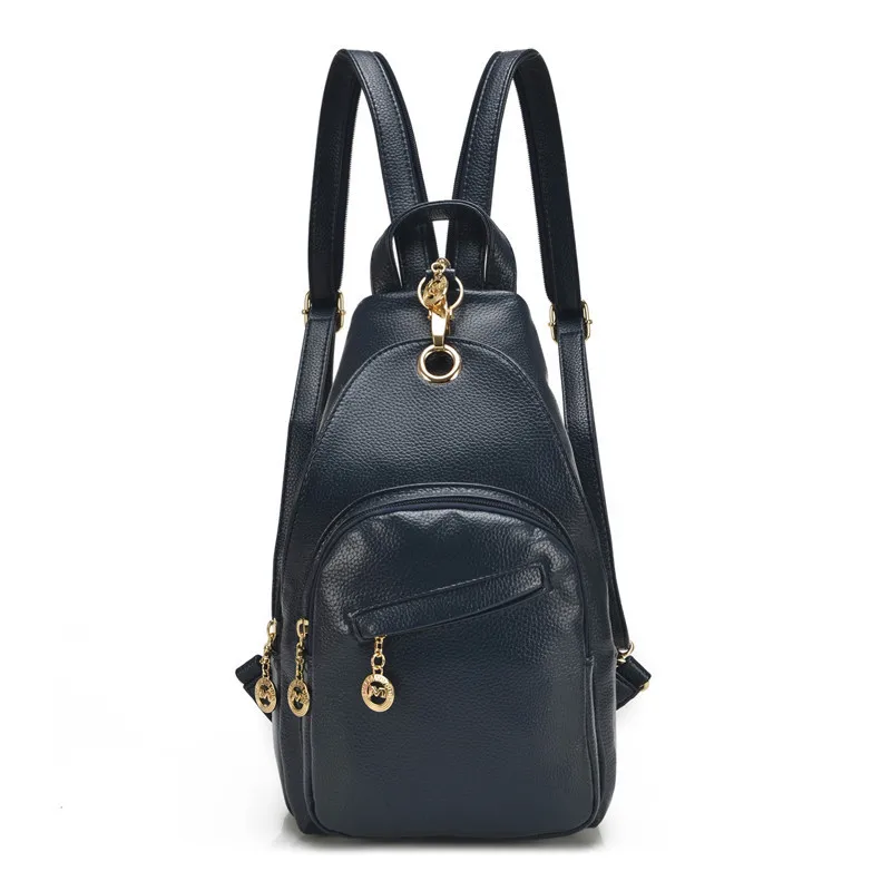 3-в-1 рюкзак высокое качество кожаный рюкзак Для женщин нагрудная сумка Колледж вина, школьные рюкзаки для девочек-подростков Mochila Feminina - Цвет: BLUE
