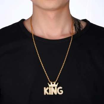 

Hip Hop Iced Out Crown Bubble Letters Custom Name Cubic Zircon Chain Pendants & Necklaces For Men Jewelry
