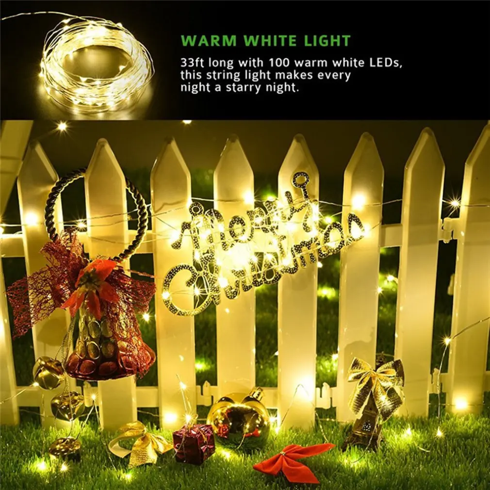 

Fairy Light 100 LED Solar Copper Light String Solar Outdoor Garland DecorGarden Backyard Christmas Halloween Party Waterproof