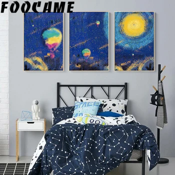 

Artwork Abstract Hot Air Balloon Picture Modern Nordic Children's Decoration Wall Art Canvas Painting Poster Nursery Room Print