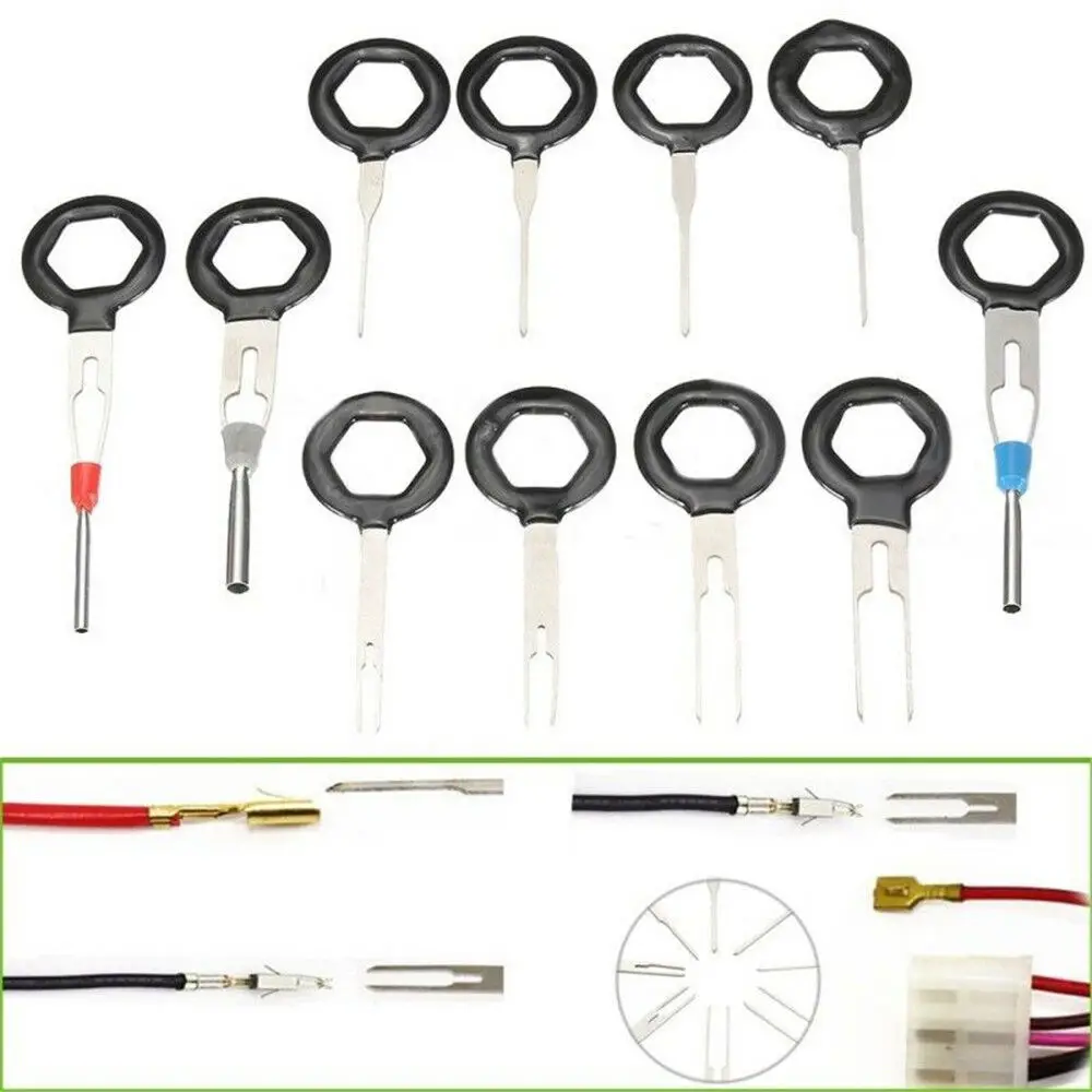 Car Terminal Removal Tool Electrical Wiring Crimp Connector Pin Extractor Kit 11pcs Car Electrico Repair Hand Tools terminal removal kit car terminal extractor car repair tool terminal removal tool car terminal puller electrical connector pin removal kit