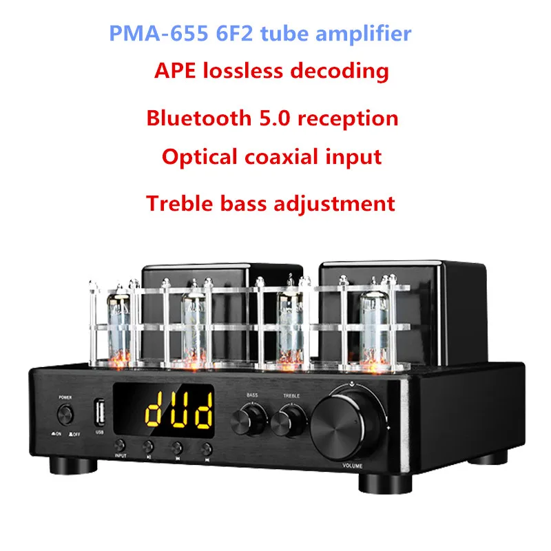 

PMA-655 AC220V 100W + 100W 6F2 домашний Bluetooth 5,0 APE декодирование без потерь HIFI трубчатый усилитель коаксиальное волокно USB вход