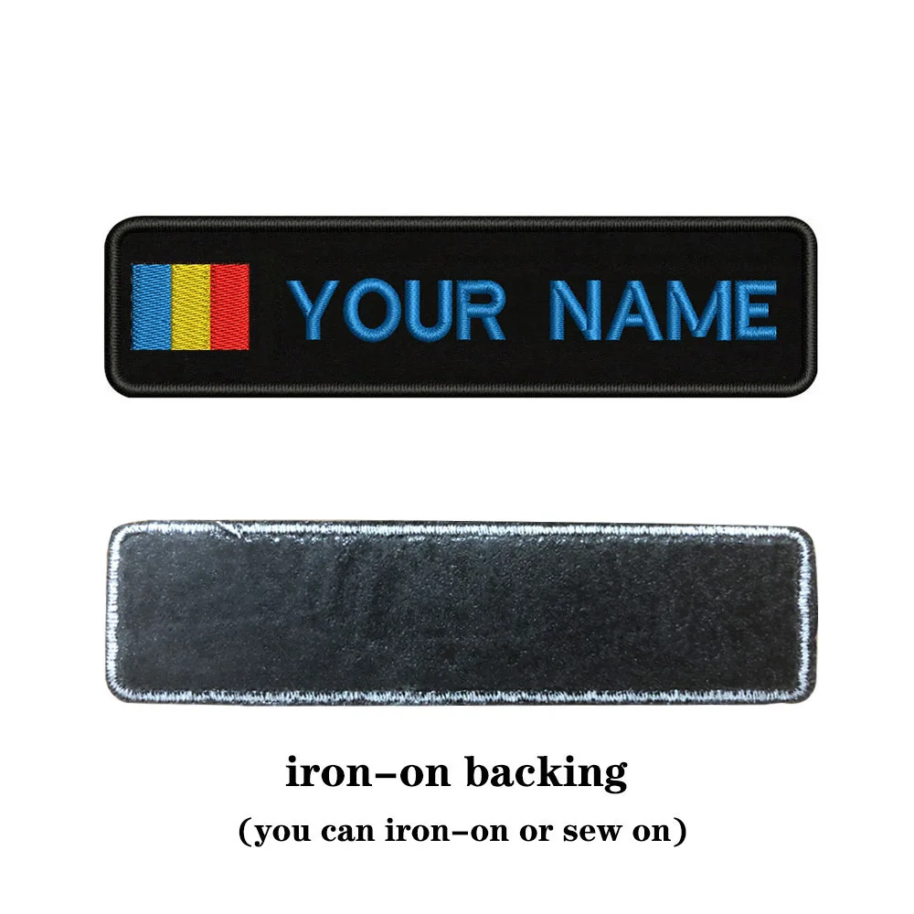 blue-iron on Индивидуальная вышивка флага или заплатка с текстом 10 см* 2,5 см значок Железная на или липучке Подложка для одежды брюки рюкзак шляпа - Цвет: blue-iron on