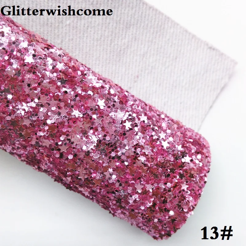 Glitterwishcome 21X29 см А4 Размер синтетическая кожа, плотная блестящая кожа со звездами, блестящая ткань винил для бантов, GM035A