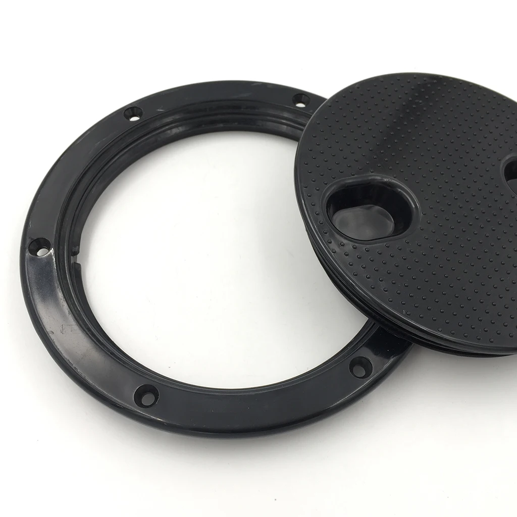 6 inch/16.3cm RV Boat Round Non Slip Inspection Hatch Marine Deck Plate Access, Plastic, Black