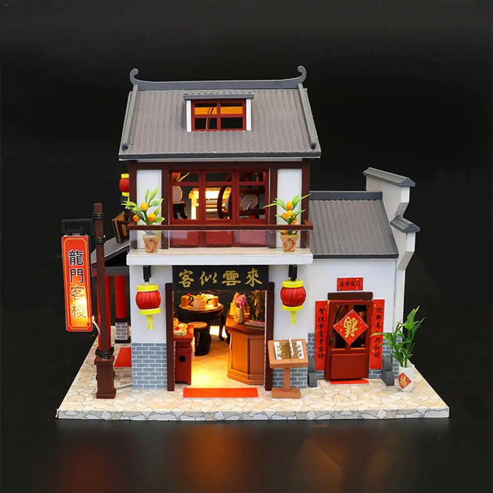 20*16*17 см DIY Hut Longmen ИНН ручной работы деревянная модель дома инновационная игрушка головоломка в сборе подарок на день рождения DIY Набор для кукольного домика