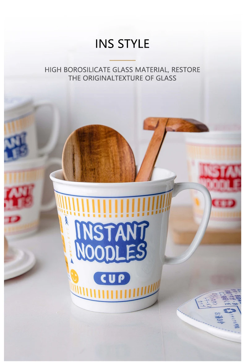 Large Home Creative Ramen Bowl With Lid Large Student Dormitory Noodle Bowl Japanese Creative Ceramic Cup Instant Noodle Bowl