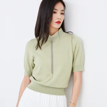 

Knitted sweater women's fashion spring short sleeve sweater women boutique tassel chain slim thin bottoming sweater female 20008