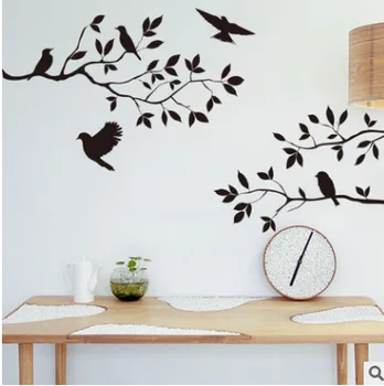 

Wall Sticker Removable Wall Sticker Living Room Bedroom Tv Background Black Branches Bird Decorative Sticker