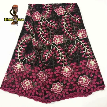 

Latest African Tulle Lace Fabric High Quality French Mesh Lace Fabric With Stones For Nigerian Dress