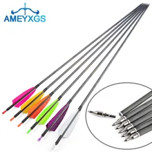

6/12pcs 35inch Archery Pure Carbon Arrow Spine500 with Natural Turkey Feather ID 6.2mm for Recurve/Compound Bow Hunting Shooting