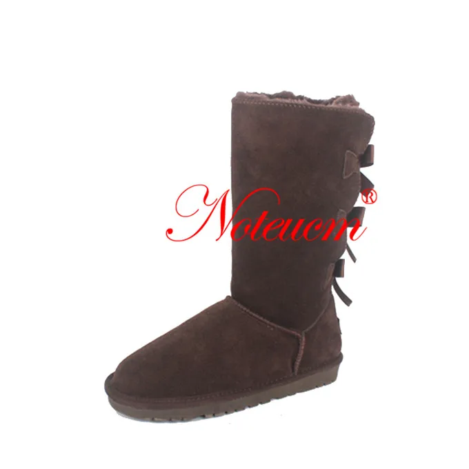 A09W01 Coffee color Женские зимние австралийские меховые сапоги из натуральной кожи на плоской подошве для девушек женские высокие сапоги женские зимние сапоги с искусственным мехом и плюшевой подкладкой с бантом сзади - Цвет: A09W01 Coffee color