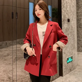 

2019 Solid Color Small Suit Loose Coat Woman Leisure Time Loose Jacket Temperament Small Fragrant Autumn Style Man's Suit Tide