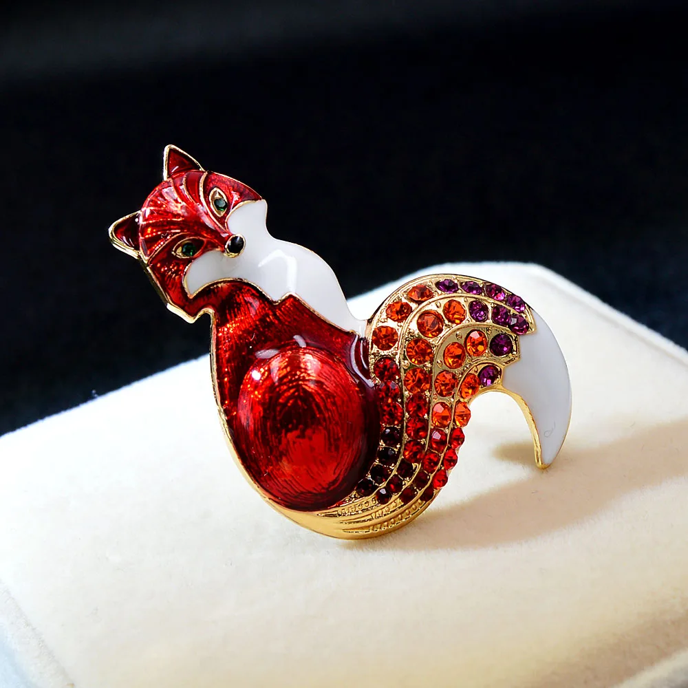 CINDY XIANG New Arrival Rhinestone Fox Brooches For Women Enamel Animal Pin Brooch 6 Colors Available Winter Design Coat Jewelry