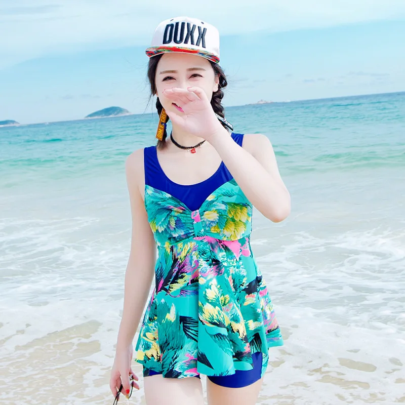 

2017 New Style Swimwear Korean-style Fashion Underwire Push up Slimming Split Type Boxer Hot Springs Bathing Suit Women's