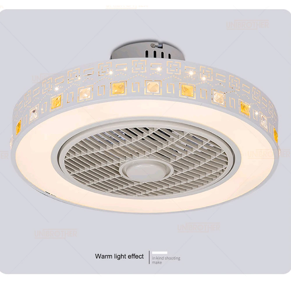 Smart Ceiling Fan with Remote Control Cell Phone Wi-Fi Indoor home decor 50-55cm ceiling fan with Light modern lighting circular