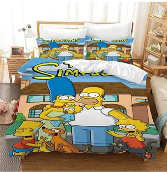 

Simpson Duvet Cover Children Cartoon Polyester Fiber Bed Linen Polyester Reactive Printing HD Printing Do Not Fade Customizable