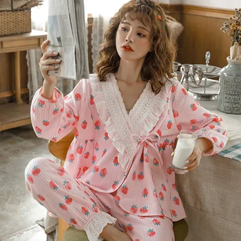 

Maternity Cotton Breastfeeding Pajamas for Pregnant Women Pregnancy Winter Nursing Sleepwear Hospital Nightwear pijama Clothes