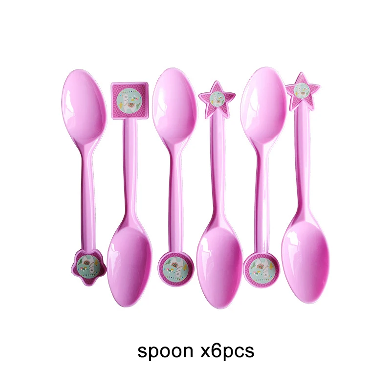 spoon x6pcs Лама Альпака бумажные тарелки для вечеринки салфетки для стаканчиков одноразовая соломка принадлежности День Рождения украшения Дети Кекс обертки Топпер - Цвет: spoon x6pcs