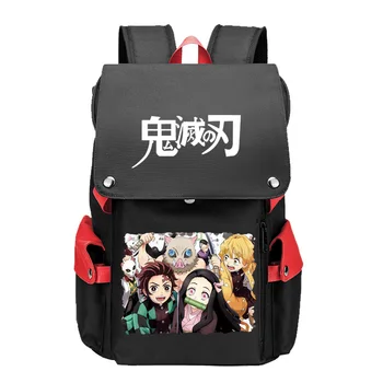 

Demon Slayer Large Capacity School Bags Kimetsu no Yaiba Anime Bookbag Women Travel Backpack Boys Flap Bags USB Laptop Bagpack
