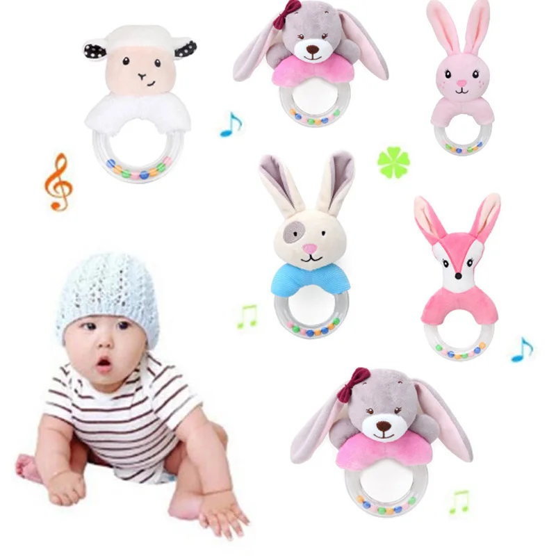 

Cute Plush Baby Toys Cartoon Animal Hand Grasp Bells Baby Toys 0-12 Months Baby Rattle Ring Bell Toys Newborn Infant Toys