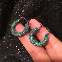 Модные Зеленые cz Винтажные серьги-кольца для женщин высокого качества