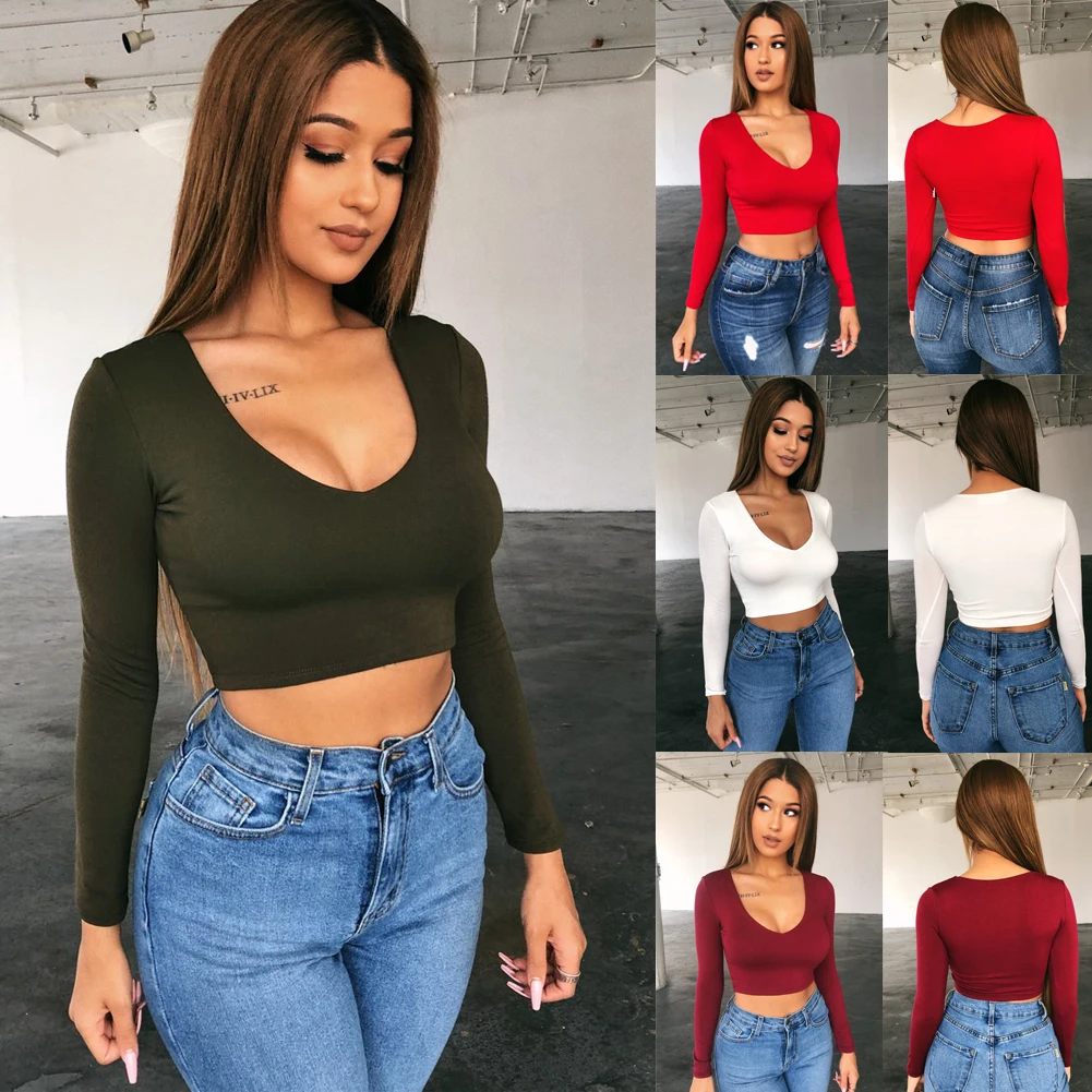 Crop Tops Fashion Short Women Fitness 