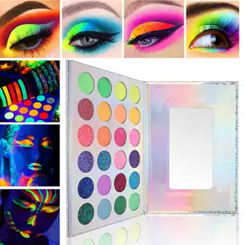 

Eye Makeup Powder Fluorescent Neon Eye Shadows Plate Cosmetic Highly Pigmented Eyeshadow for Halloween Makeup Pallete