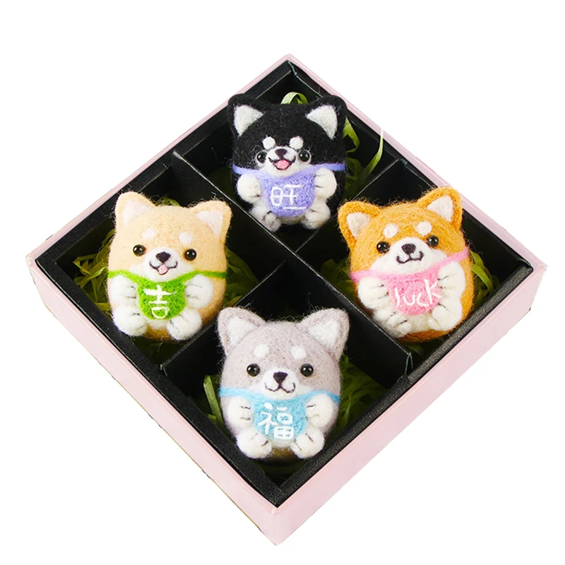 4-9 шт. домашние животные игрушки для кошек кукла шерсть вязание крючком кукла войлочная игла тыкающаяся игрушка для собак DIY животное собака кролик шерсть валяния материал не Готовая - Цвет: 4 pcs set