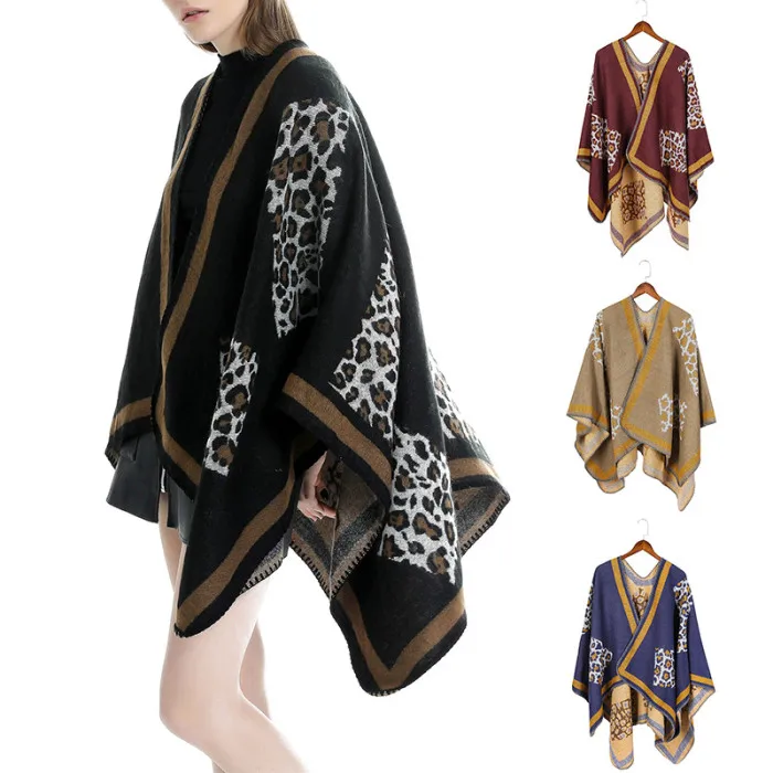 Women Oversized Shawls Imitation Cashmere Warm Ponchos Cape Wraps Pashmina IK88