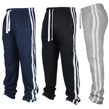 

Men Casual Sport Sweat Pants Training Baggy Slim Trousers Soft Stripe