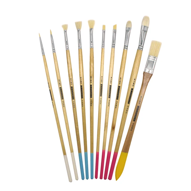 ESCODA Paint Brushes - Thick Natural Bristle, Long Handle, Half Round Cat  Tongue Oil Acrylic Painting Brush 7040 - AliExpress