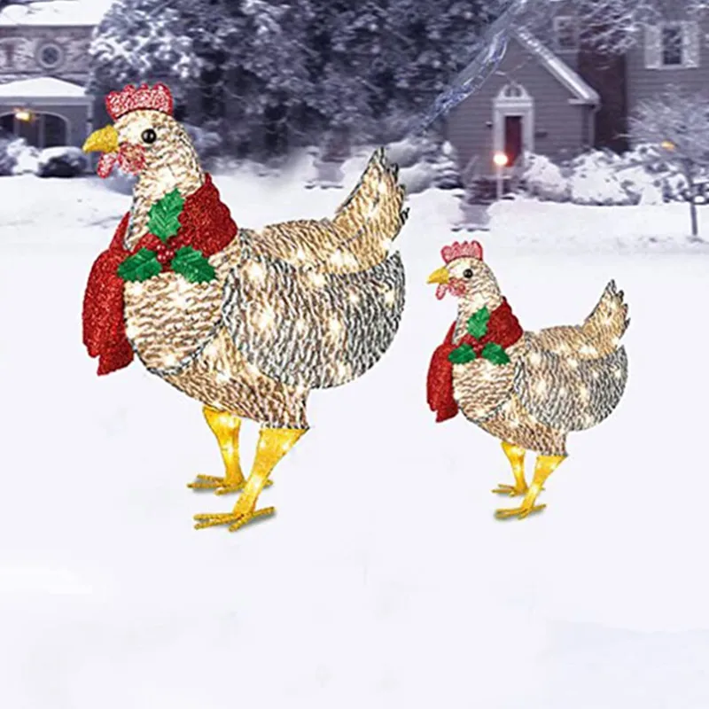 Christmas Outdoor Decorations Lightup Chicken Christmas Chicken