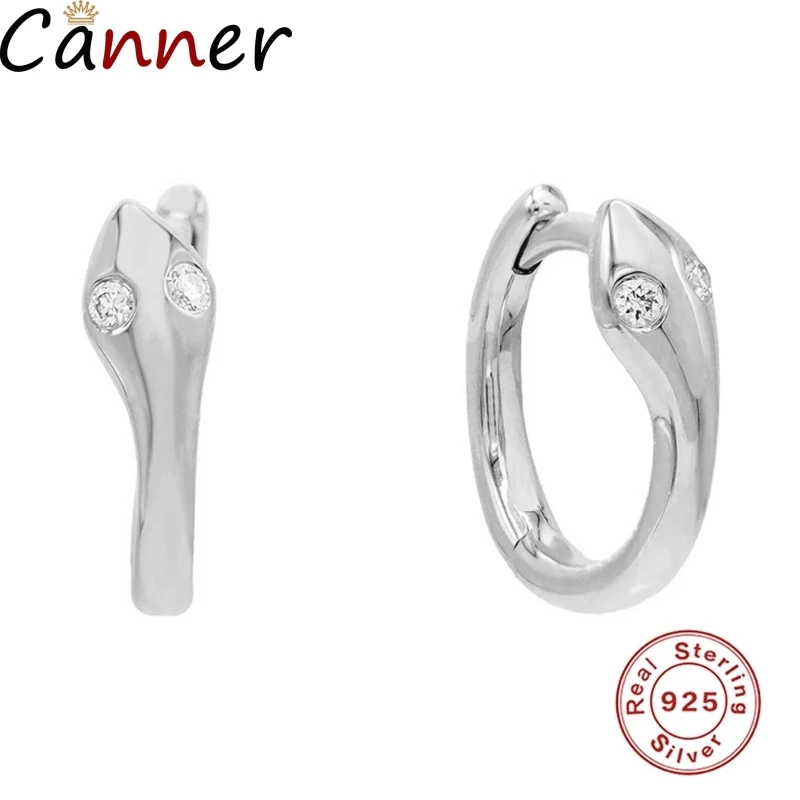 Silver Canner, новая мода, S925 Стерлинговое Серебро, круглые серьги, крутые, креативная личность, серьги в виде змеи, серьги для женщин, подарки - Окраска металла: Silver