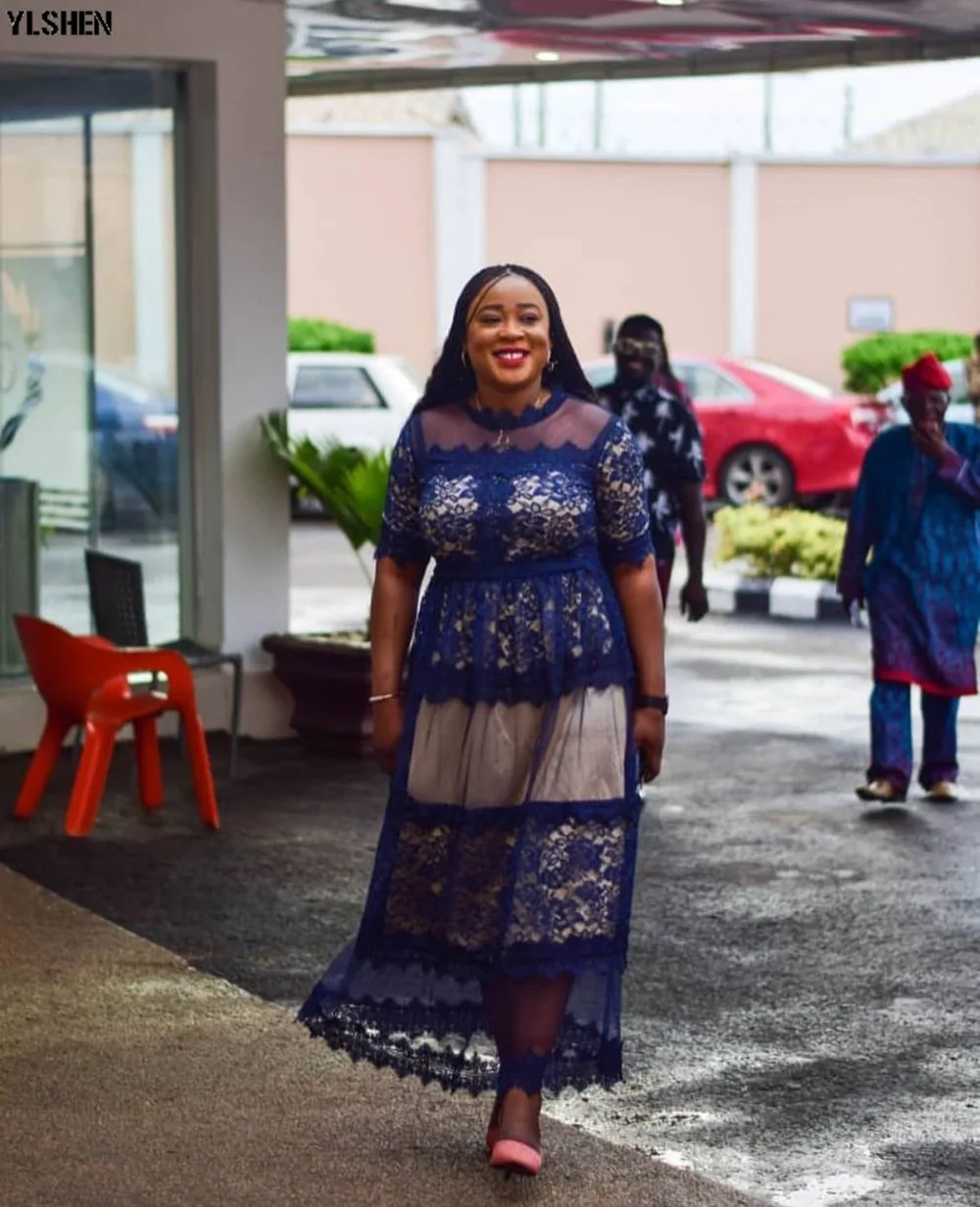 High Quality Elegant African Women Clothing Plus Size 3XL Evening Tunic Party Dress Formal Lace Mesh Dress Long Vestido De Festa 17