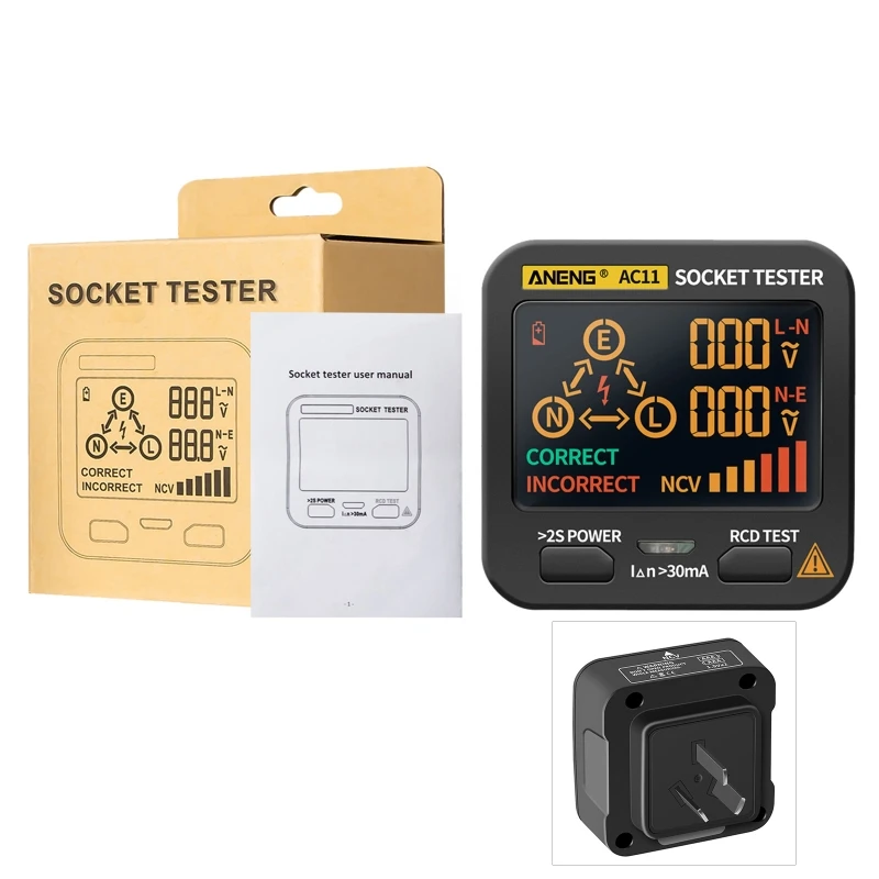 

AU Plug AC11 Socket Tester RCD Phase Test Line Phase Check NCV Leakage Detector