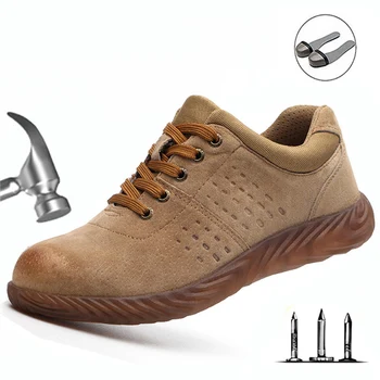 

Laber Insurance Shoes2019 Men Steel Head Anti-smash Stab-resistant Anti-slip Electric Welder Beef Tendon Jelly Bottom Work Shoes
