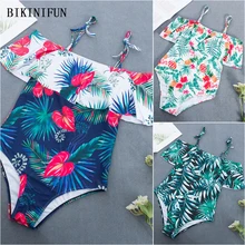 2020 New Sexy Off Shoulder Monokini Women Floral Print Swimsuit Ruffled Bathing Suit S-L Girl Backless Beachwear One Piece Suit